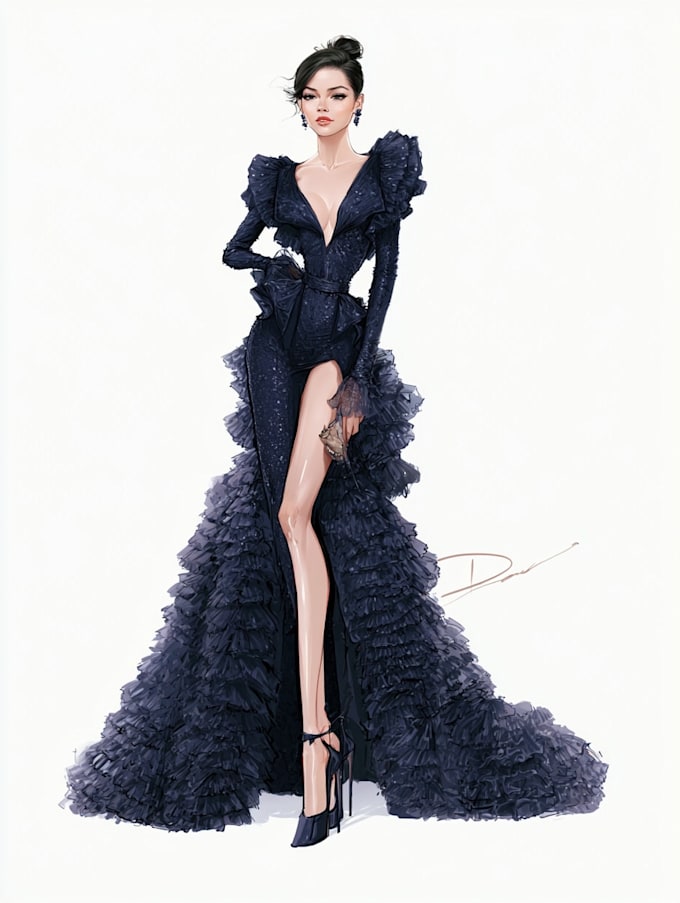 drawing fashion illustrations for designer presentations