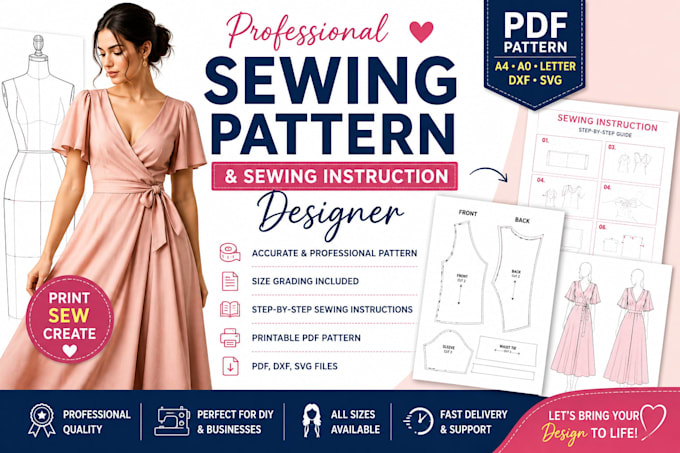 design professional sewing patterns with sewing instructions