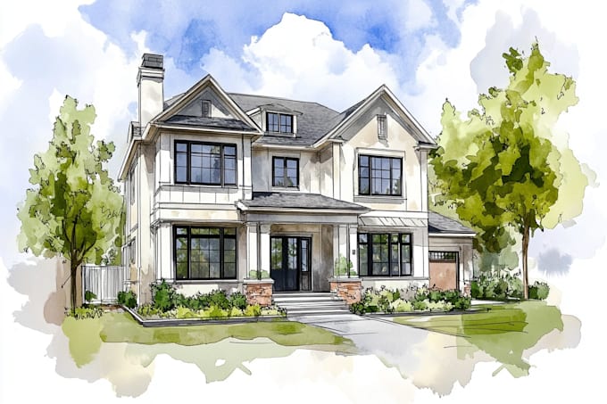 watercolor a house portrait