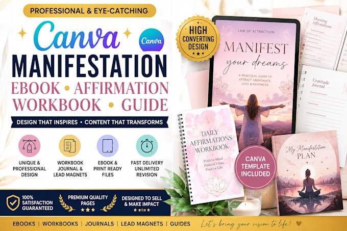 create canva manifestation ebook affirmation workbook guide journal