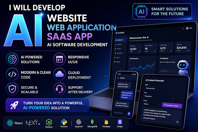 develop ai website, ai web application, ai saas app, ai software development