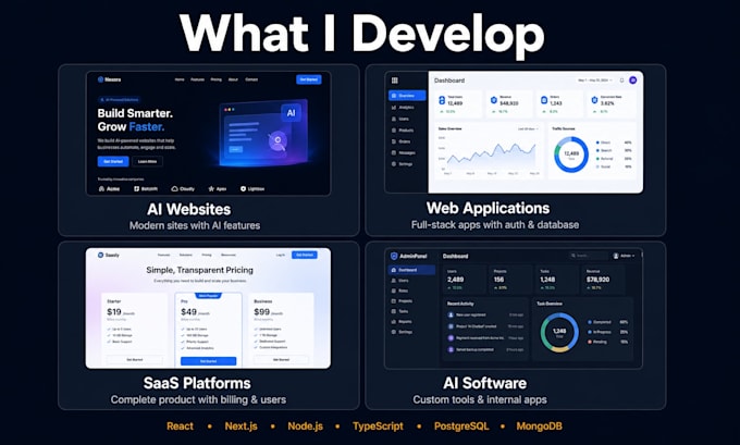 develop ai website, ai web application, or ai software development
