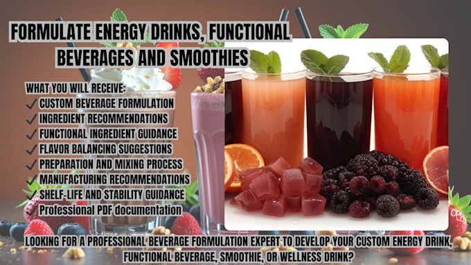 formulate energy drinks, functional beverages and smoothies