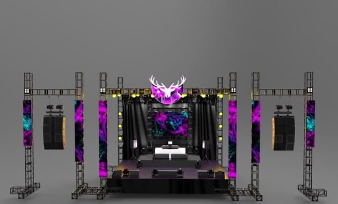 do 3d stage design, dmx lighting, wedding hall and event visualization