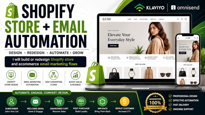 build, redesign, and optimize your shopify store website with email automation