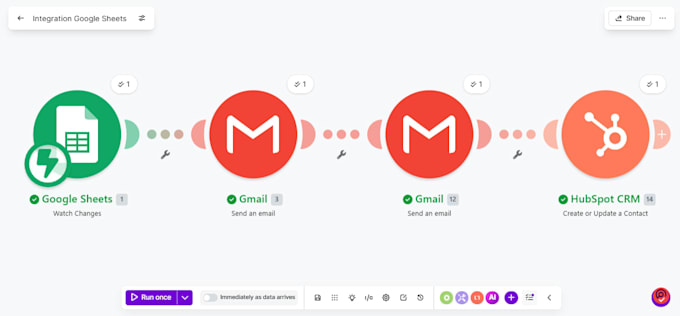 connect google forms to hubspot CRM automatically using make