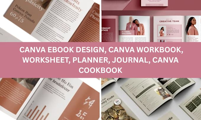 canva ebook design, canva workbook, worksheet, planner, journal, canva cookbook