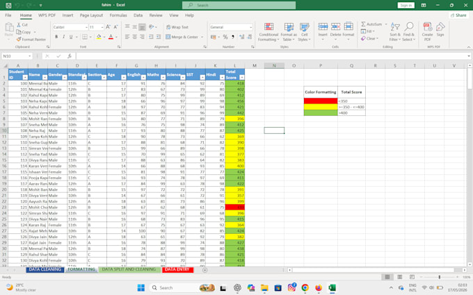 do excel data entry ,data cleaning ,formatting  and splitting