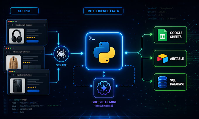 do professional web scraping data extraction and python automation