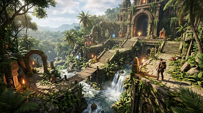 create 3d game environment, level design, unity environment, environment art