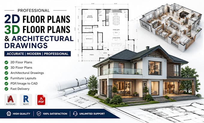 create 2d floor plans,3d floor plans and architectural drawings