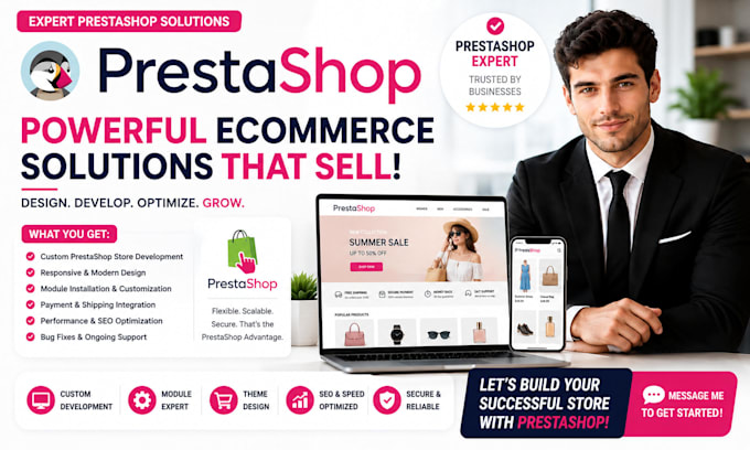 design prestashop ecommerce website  developer online store build website SEO
