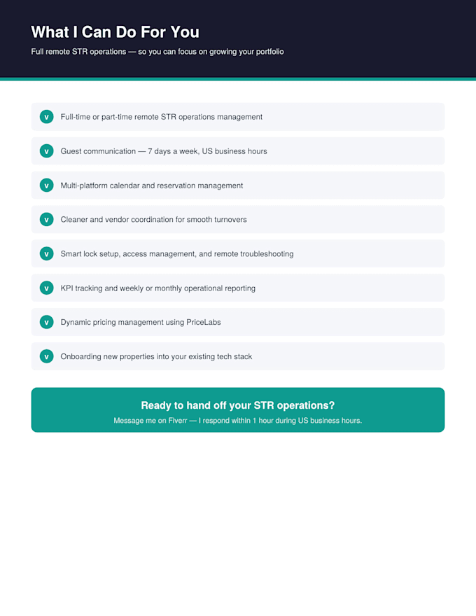 be your remote airbnb cohost and str operations manager for US hosts