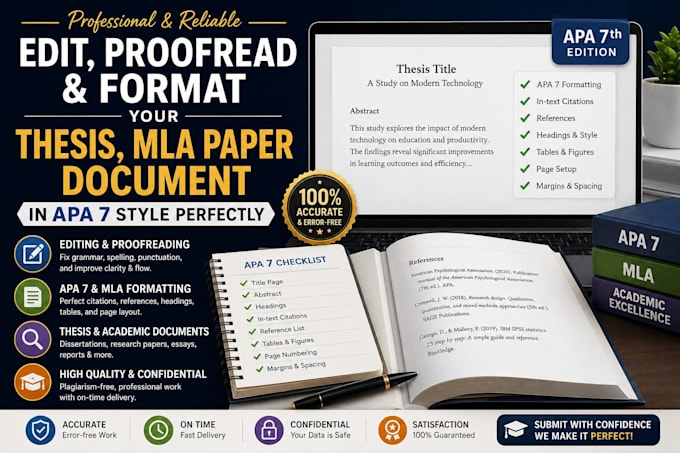 edit proofread format your thesis mla paper document in apa 7 style perfectly