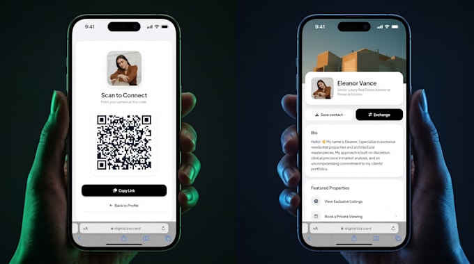 develop clickable digital business card for real estate agents