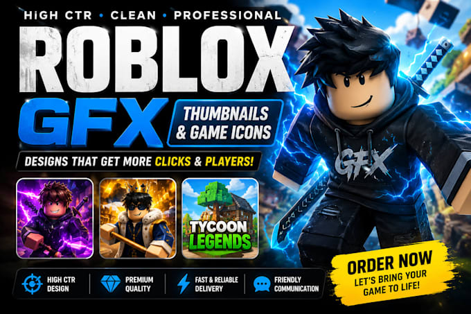 create high CTR roblox gfx thumbnails and game icons