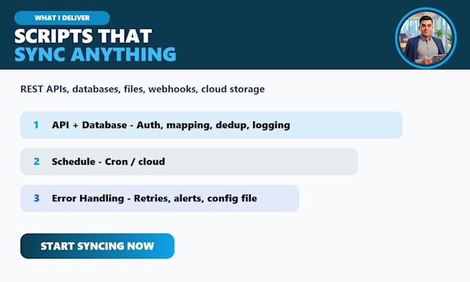 build python api integrations and automated data sync