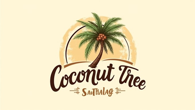do unique coconut tree logo design for your brand