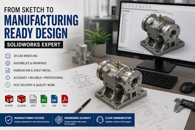 create mechanical cad models in solidworks for manufacturing