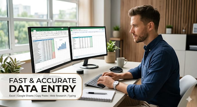 do data entry, excel and google sheets work