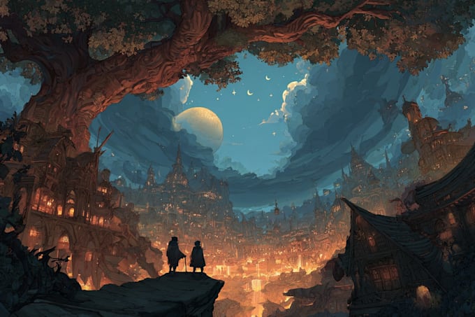 design unique fantasy environment illustrations