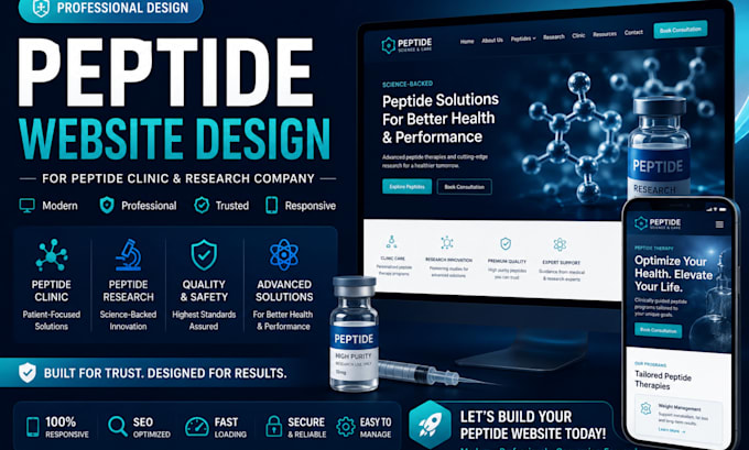 design a professional peptide website for peptide clinic and research company