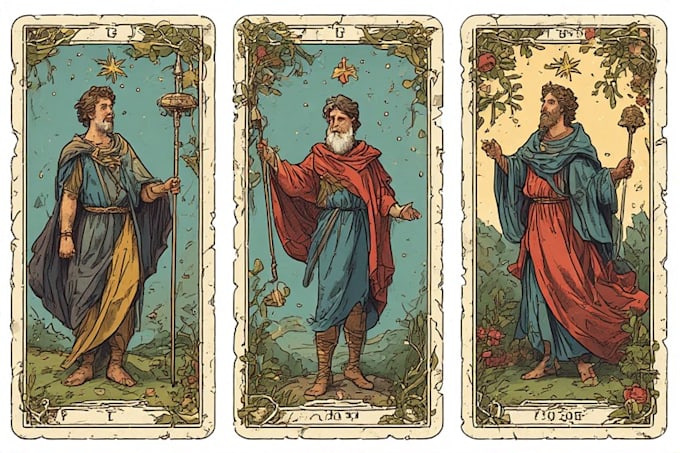 create tarot card character illustrations
