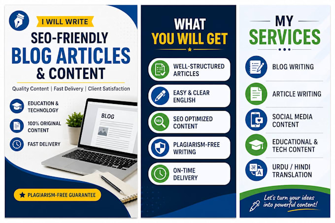 write simple blog articles and social media content