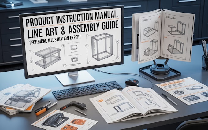 do product instruction manual, line art and assembly instruction