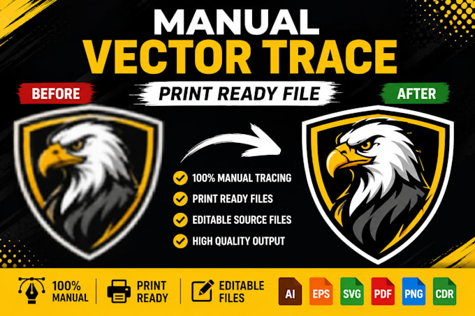 manually vector trace logo into print ready vector file