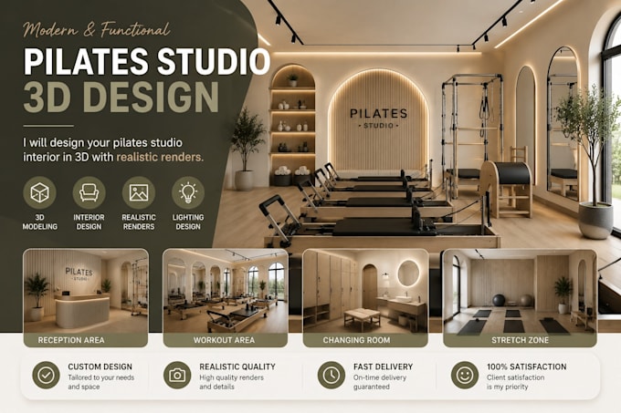 design your pilates studio interior in 3d