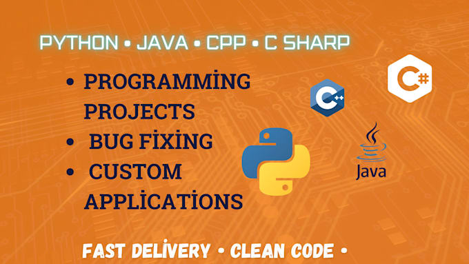 python, java, cpp, c and c sharp programming project