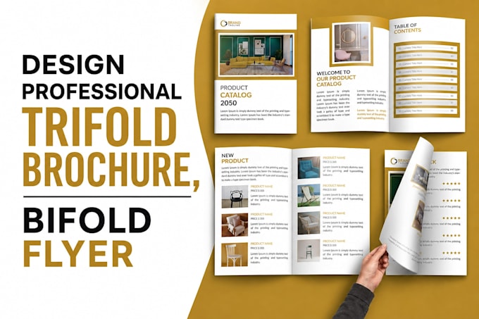 design professional trifold brochure, bifold flyer