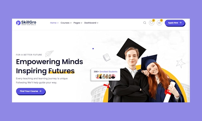 design a powerful e learning website with courses and student portal