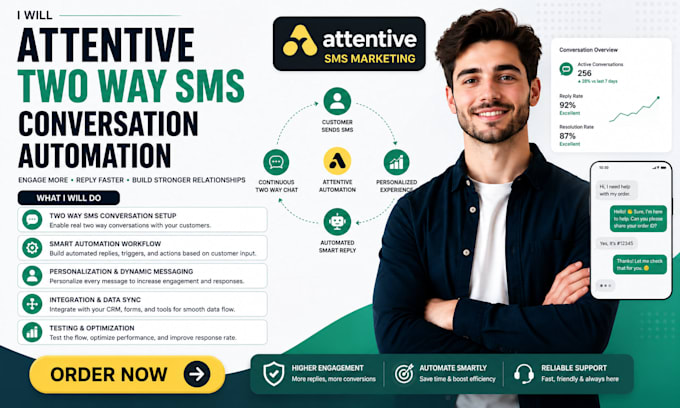 attentive two way sms conversation automation personalization setup