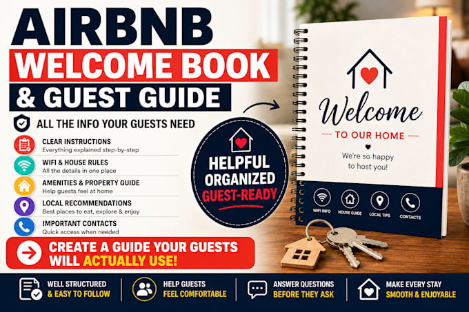 create a professional airbnb welcome book and guest guide