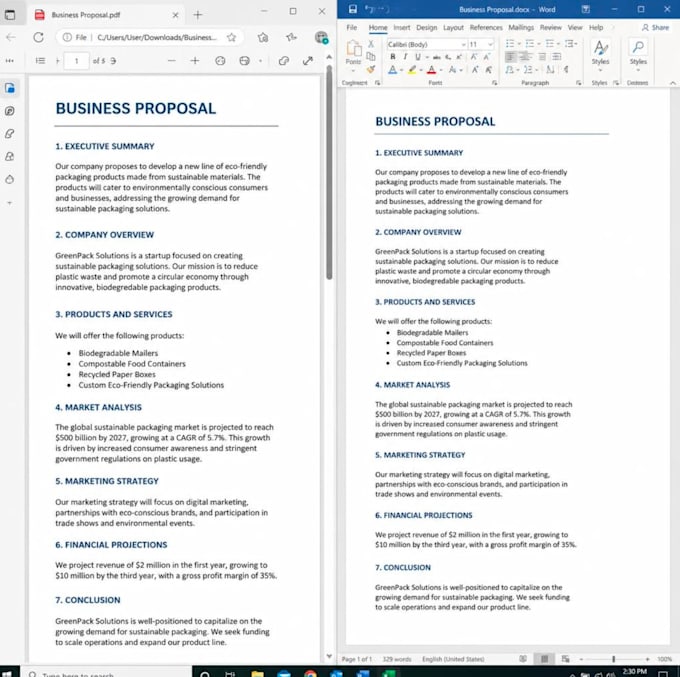 convert PDF to word manually