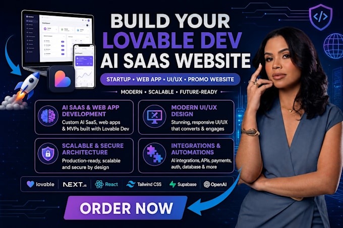 build lovable dev ai saas website startup web app UI app promo website