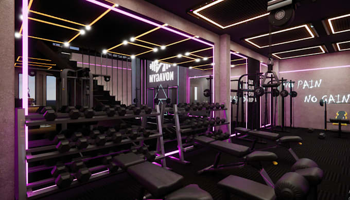 reimaging gym bar lounge, workout studio cgi, premium rendering, cad gym drawing