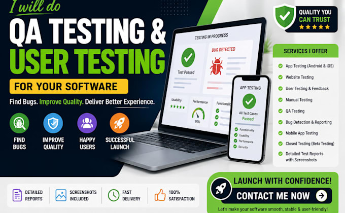 do QA testing and user testing for your software