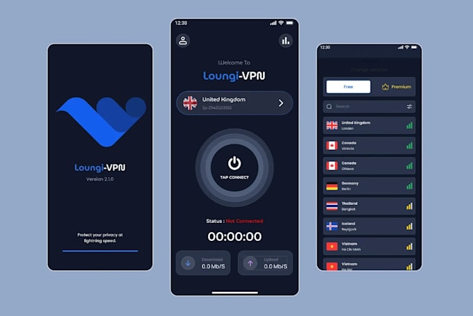 develop vpn app with admin panel, in app purchases, admob ads