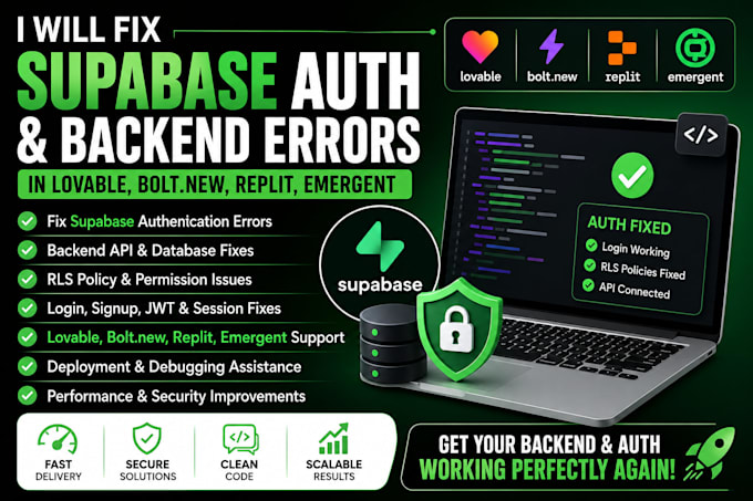 fix supabase authris backend error in lovable bae44 blot new replit emergent