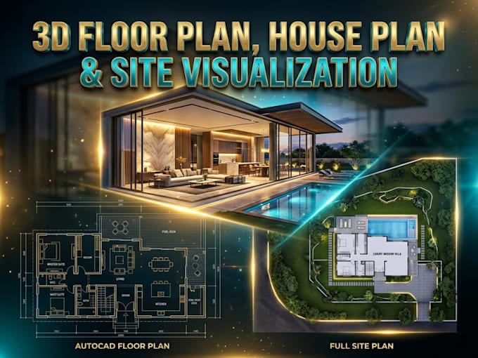 draw 2d 3d floor plan house plan autocad drawing site plan real estate plan
