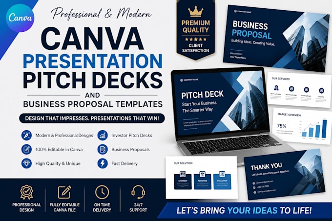 design professional canva presentations and proposal templates