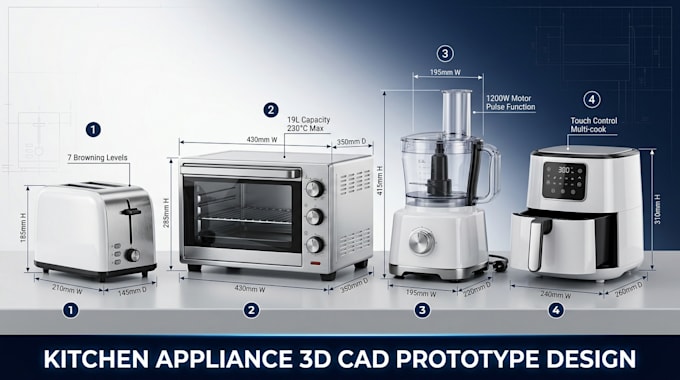 design toaster oven food processor kitchen appliance prototype cad design