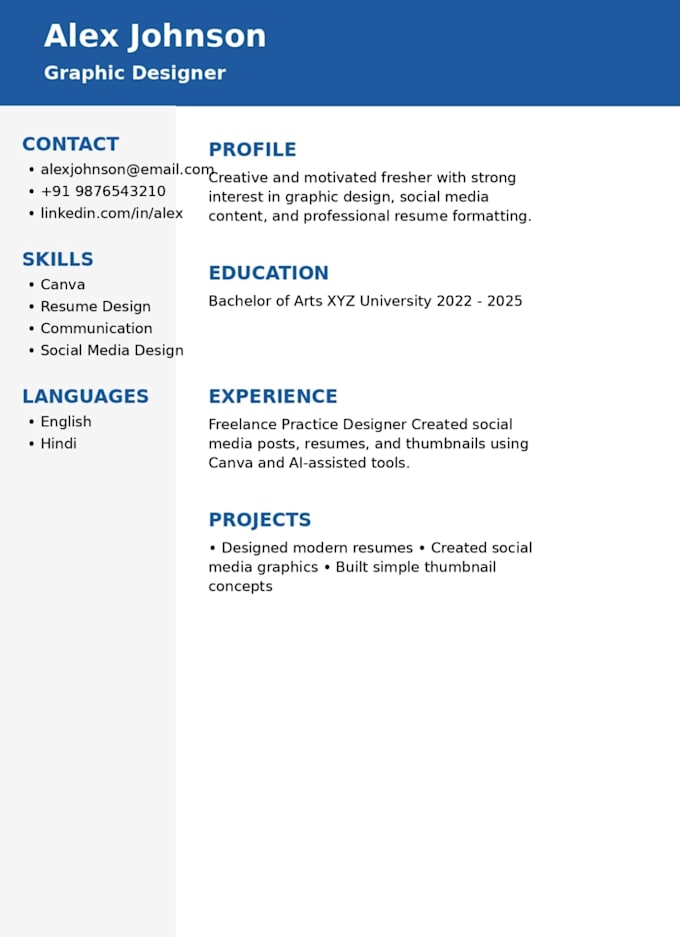 we create a professional ats friendly resume or CV design