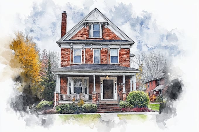 paint watercolor house portrait
