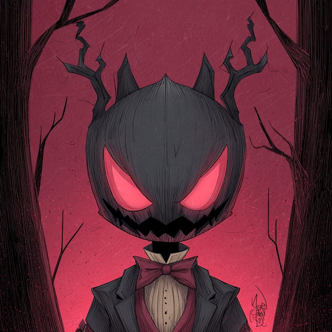 draw creepy, horror, mascot character logo
