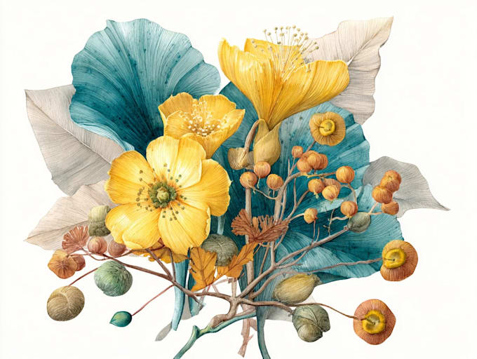 create a botanical watercolor illustration