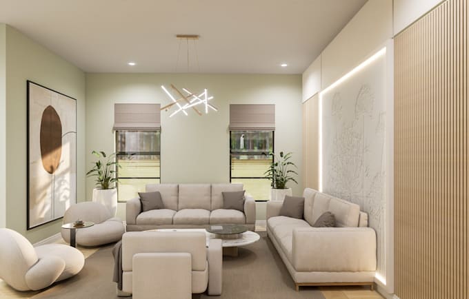 design  studio apartment interior in 3d